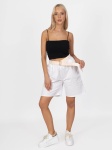 Bawełniane spodenki bermudy damskie z gumką w pasie Pink Fashion Białe - W251133