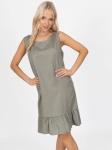 Letnia sukienka szerokie ramiączka z falbaną Pink Fashion - Khaki W251104