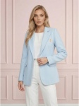 Marynarka damska BB w jodełkę baby blue, lekko taliowana, na dwa guziki - W260367