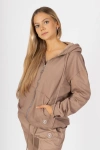 Bluza damska Megi kangurka rozpinana z kapturem Beżowa - W230045