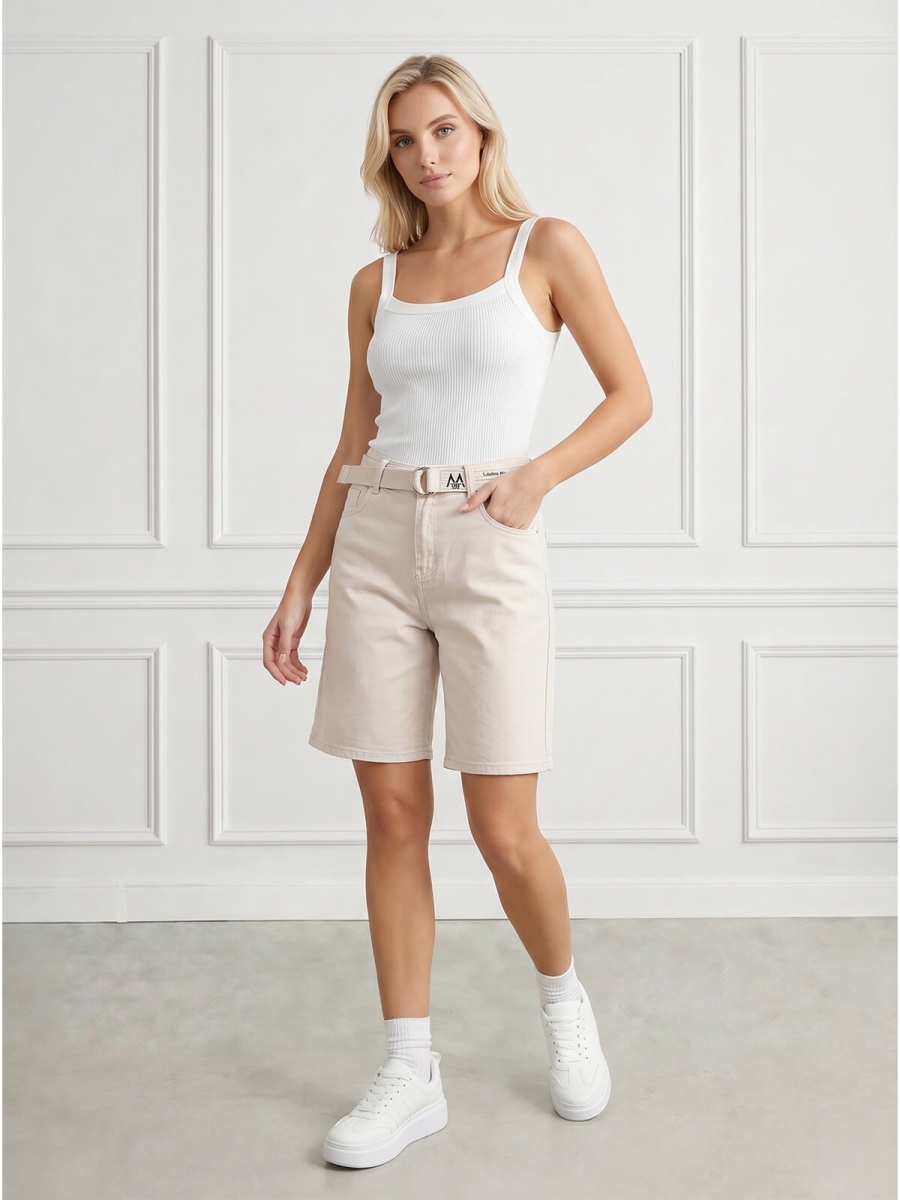 Spodenki jeans damskie M.Sara Bermudy J.Beżowe - W260977 (1).jpg