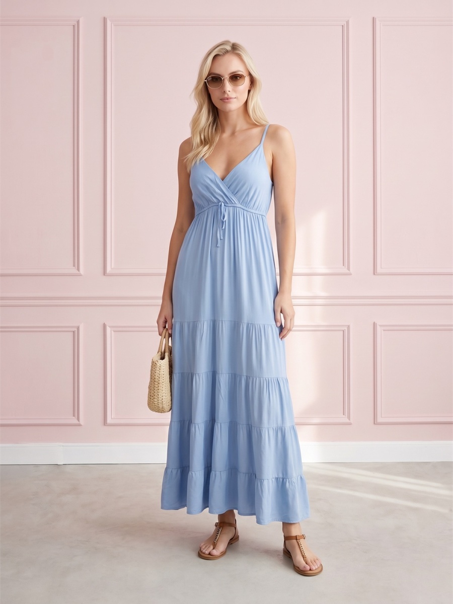 Letnia sukienka maxi boho na ramiączka Pink Fashion Jeans - W261343