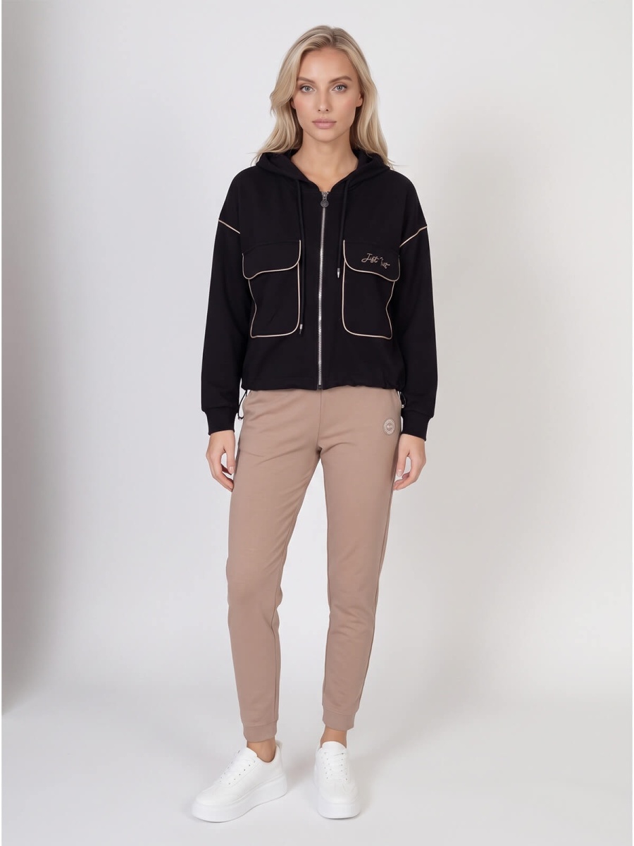 Bluza damska Megi rozpinana z kapturem Czarna - W261377 (1).jpg
