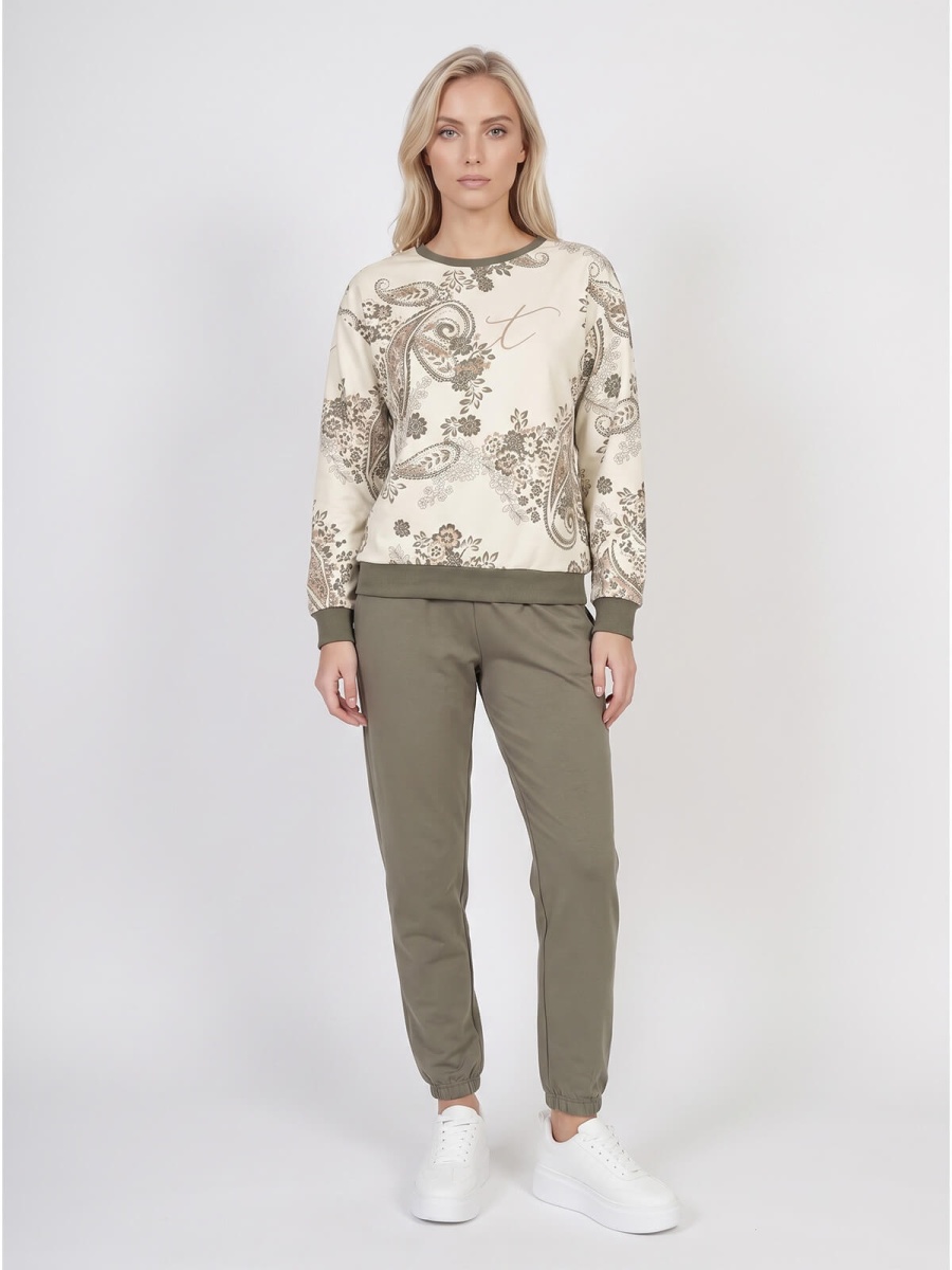 Bluza damska Megi rękaw 34 print ŚmietankowaKhaki - W261383 (1).jpg