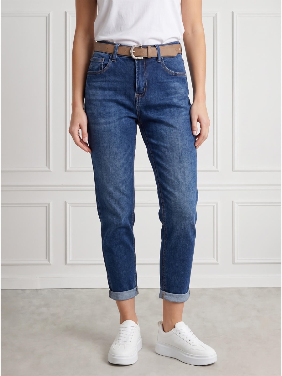 Spodnie jeans damskie M.Sara Boyfriend wysoki stan Ganatowe - J261484