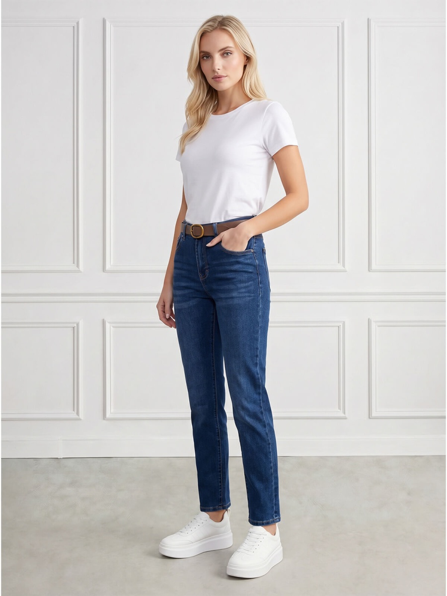 Spodnie jeans M.Sara prosta wąska nogawka C.Nebieskie - J261628