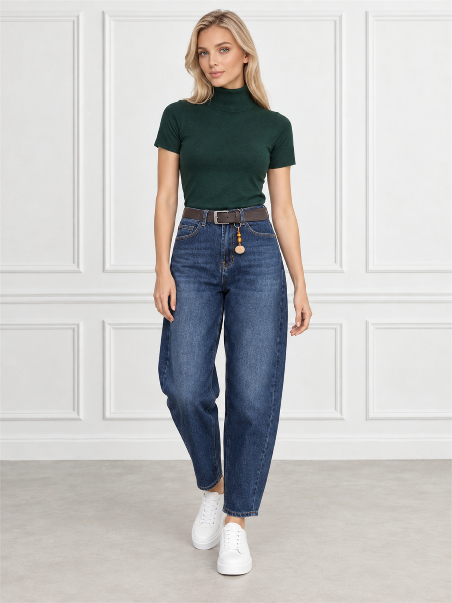 Spodnie jeans damskie M.Sara Balloon Granatowe - J261855
