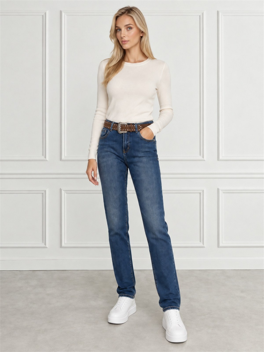 Spodnie jeans M.Sara prosta wąska nogawka C.Nebieskie - J262002