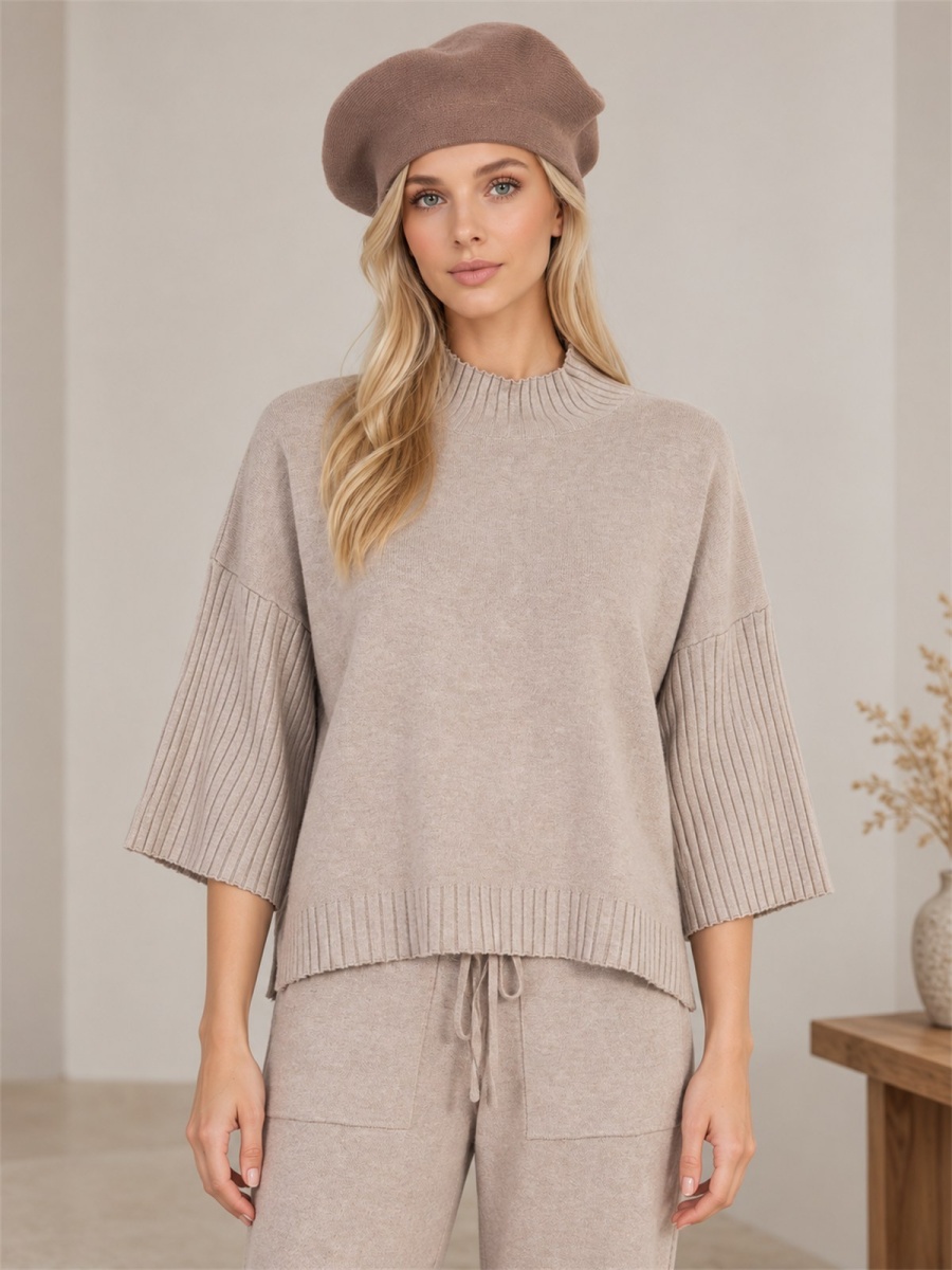 Damski beret Czapka wiskozowa ciepły miękki Cappuccino - J262131