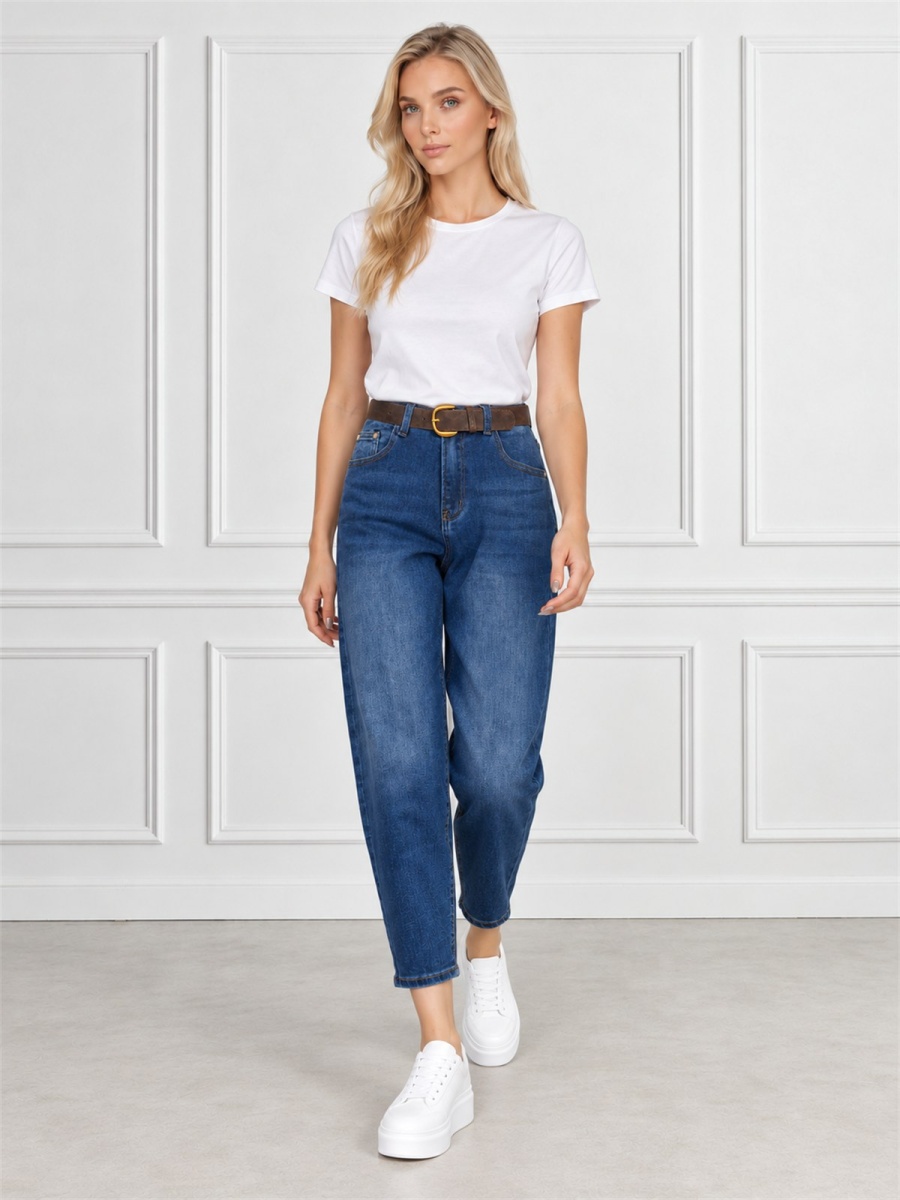 Spodnie jeans damskie M.Sara Balloon Niebieskie - J262335