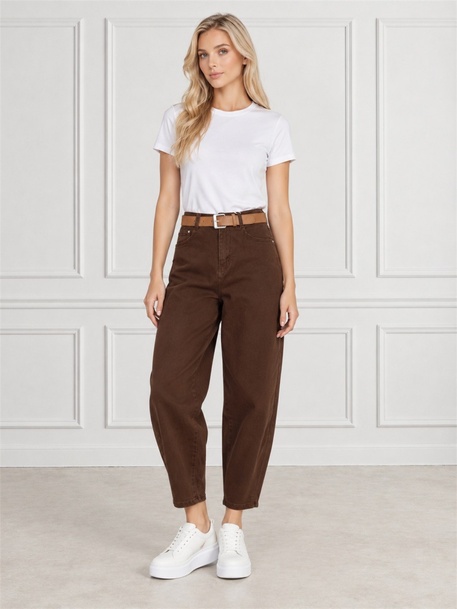 Spodnie jeans damskie M.Sara Balloon Czekoladowe - W262325