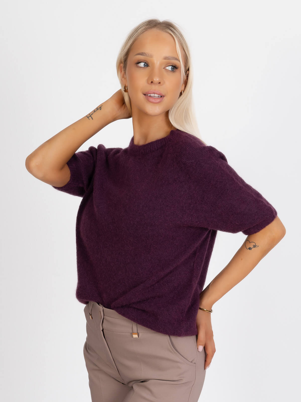 Sweter damski z krótkim rękawem Śliwkowy - J241926 (4).jpg