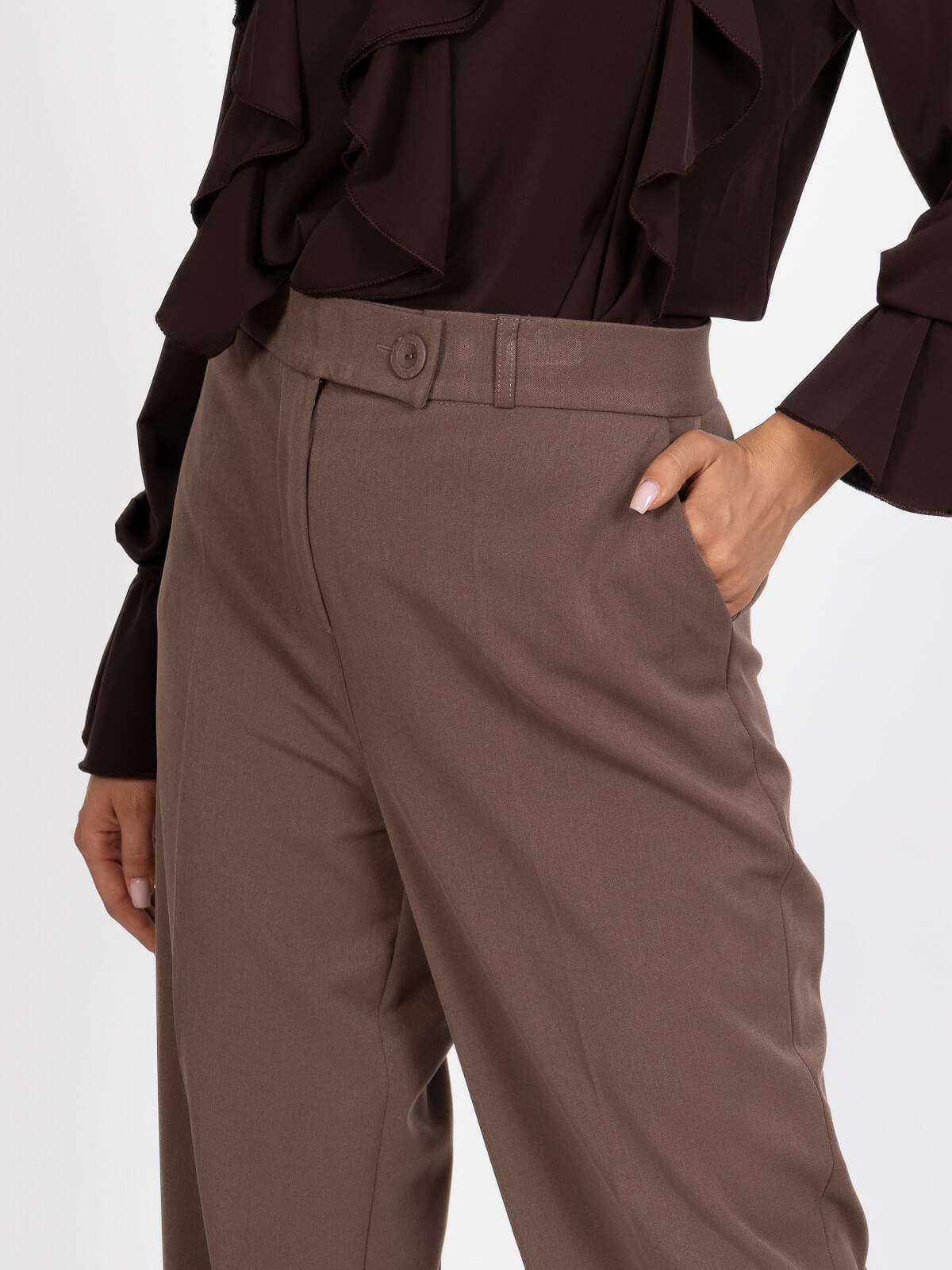Eleganckie spodnie BB z szeroką nogawką Brązowe - W250196 (8).jpg