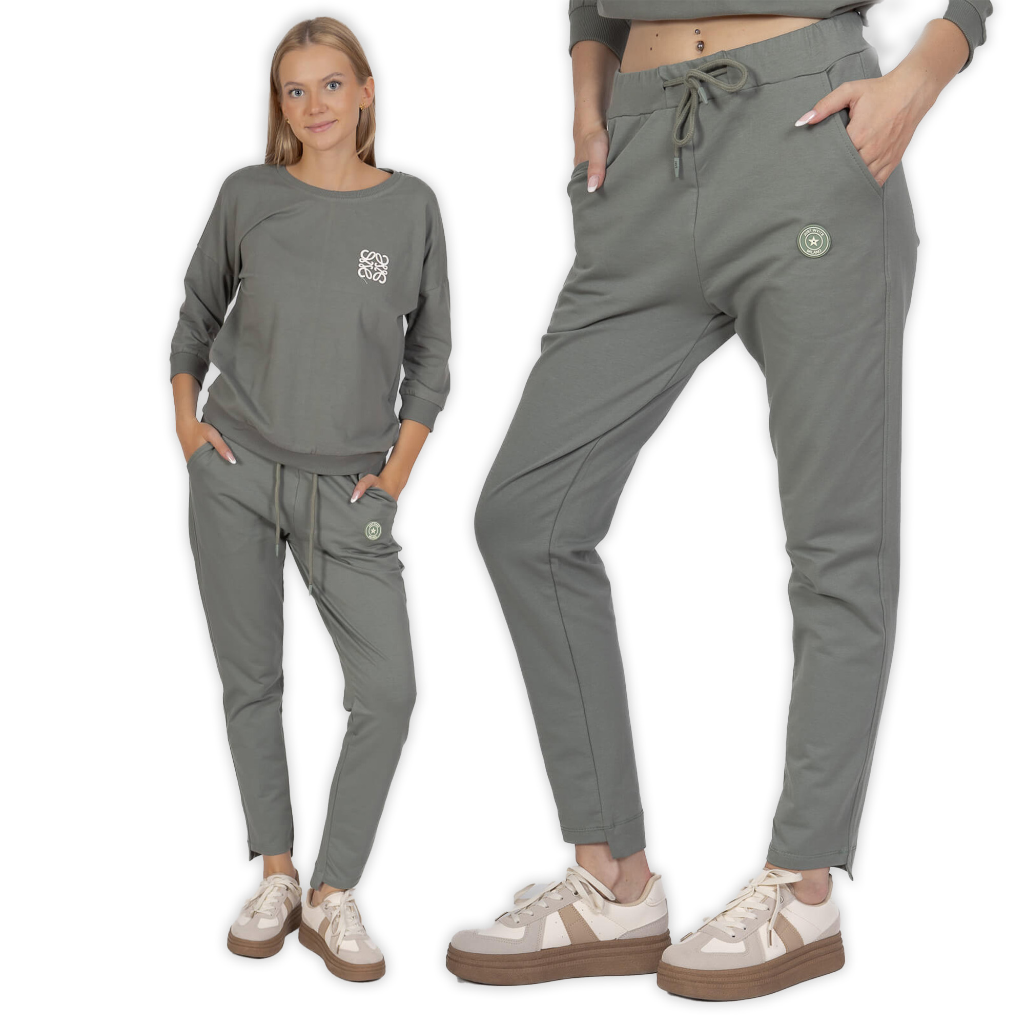 Spodnie dresowe Megi ze ściągaczem Khaki - W220491 (15).jpg