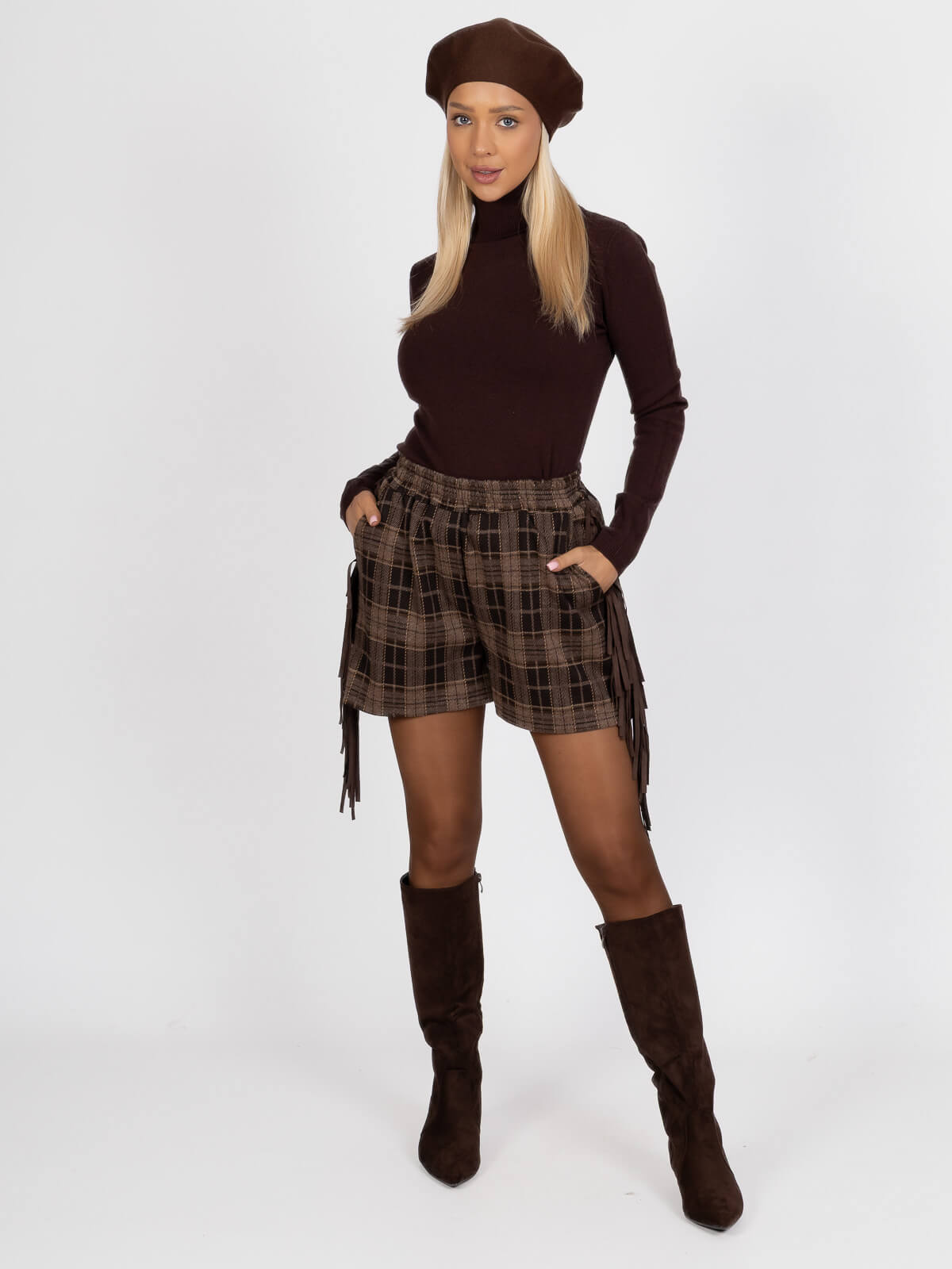 Zamszowe kozaki damskie na obcasie Czekoladowe - J252278 (6).jpg