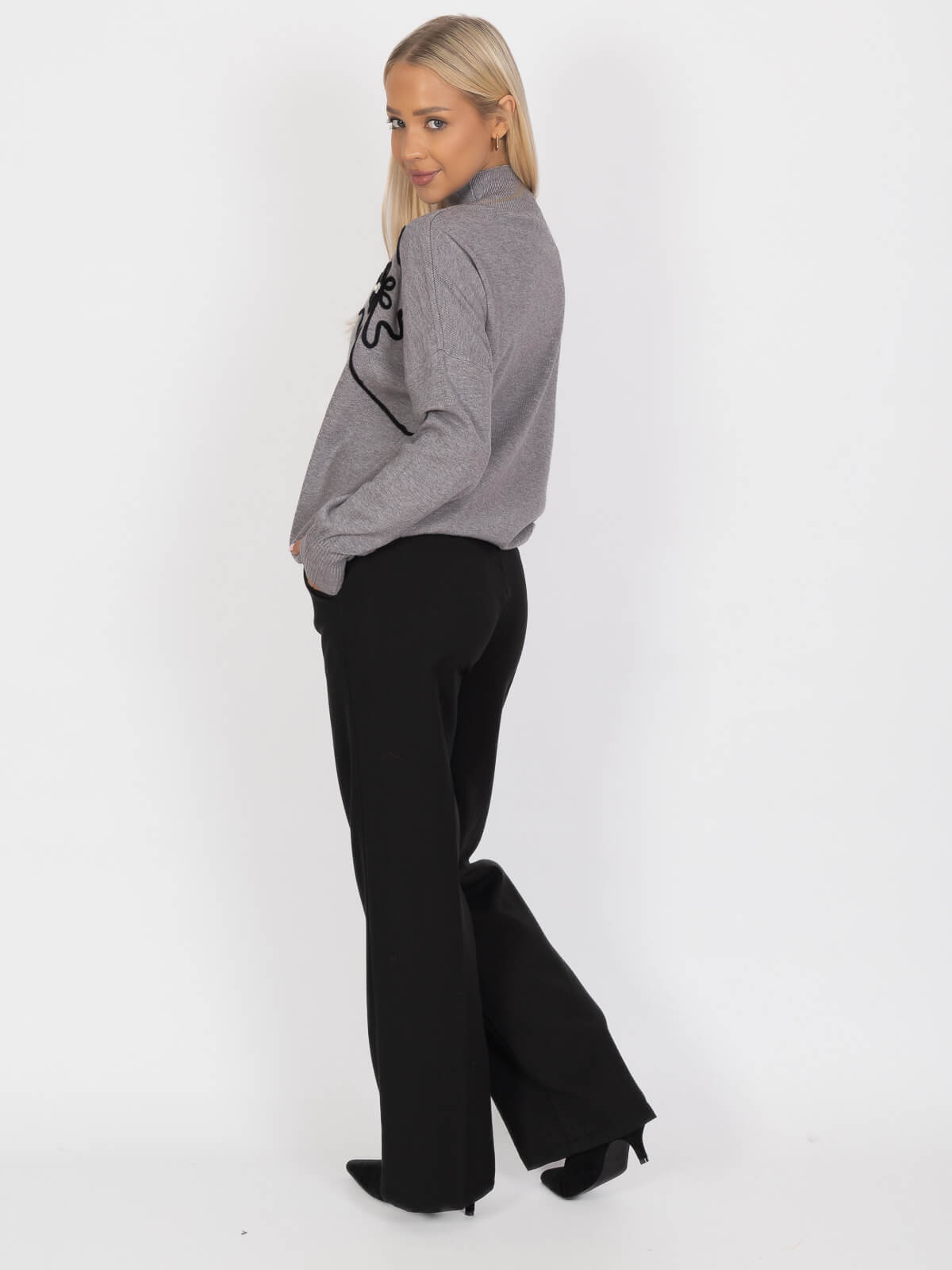 Półgolf sweter damski na długi rękaw Szary - J252261 (6).jpg