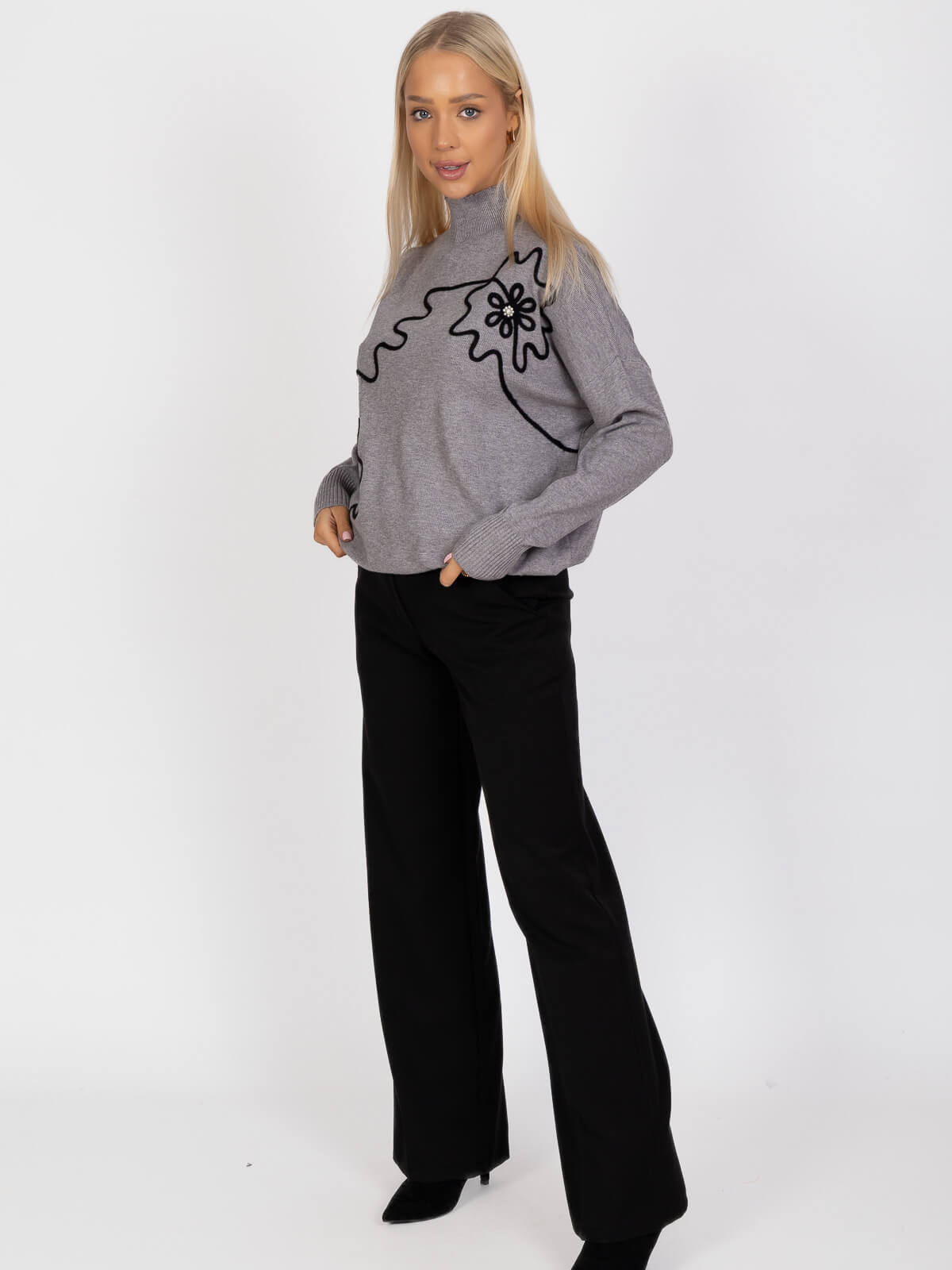 Półgolf sweter damski na długi rękaw Szary - J252261 (10).jpg