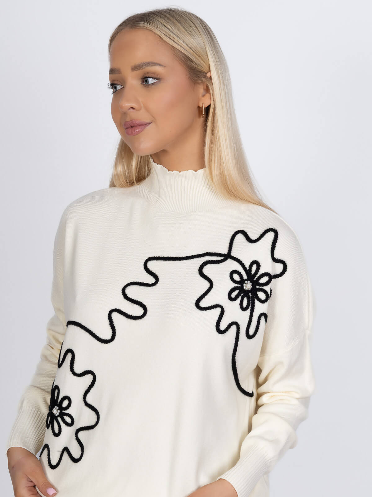 Półgolf sweter damski na długi rękaw Ecru - J252261 (3).jpg