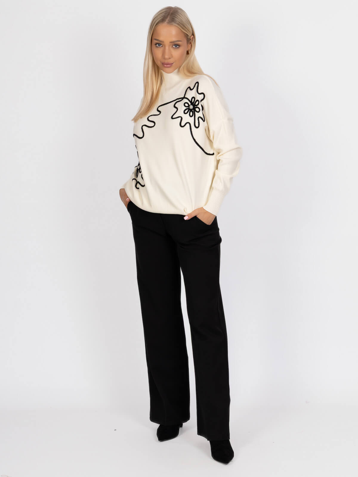 Półgolf sweter damski na długi rękaw Ecru - J252261 (12).jpg