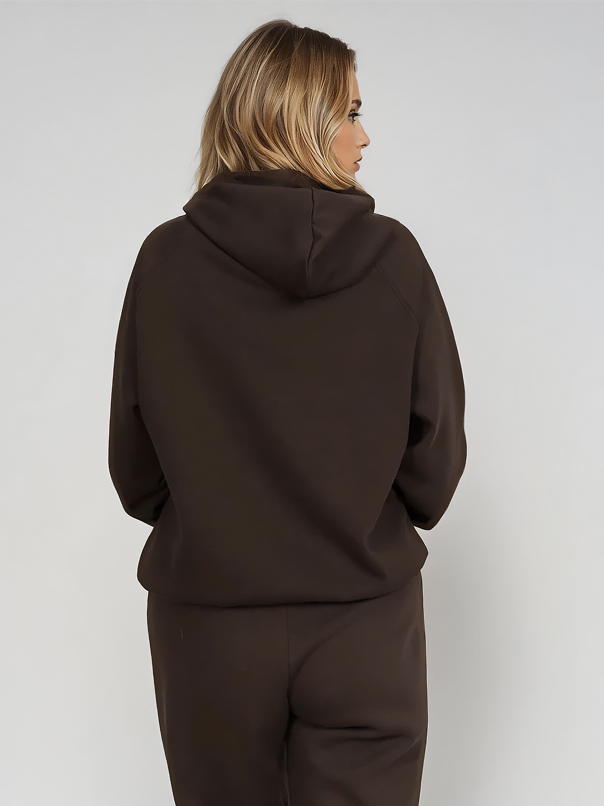 Bluza dresowa kangurka damska z kapturem Megi Czekoladowa - W252399 (4).jpg