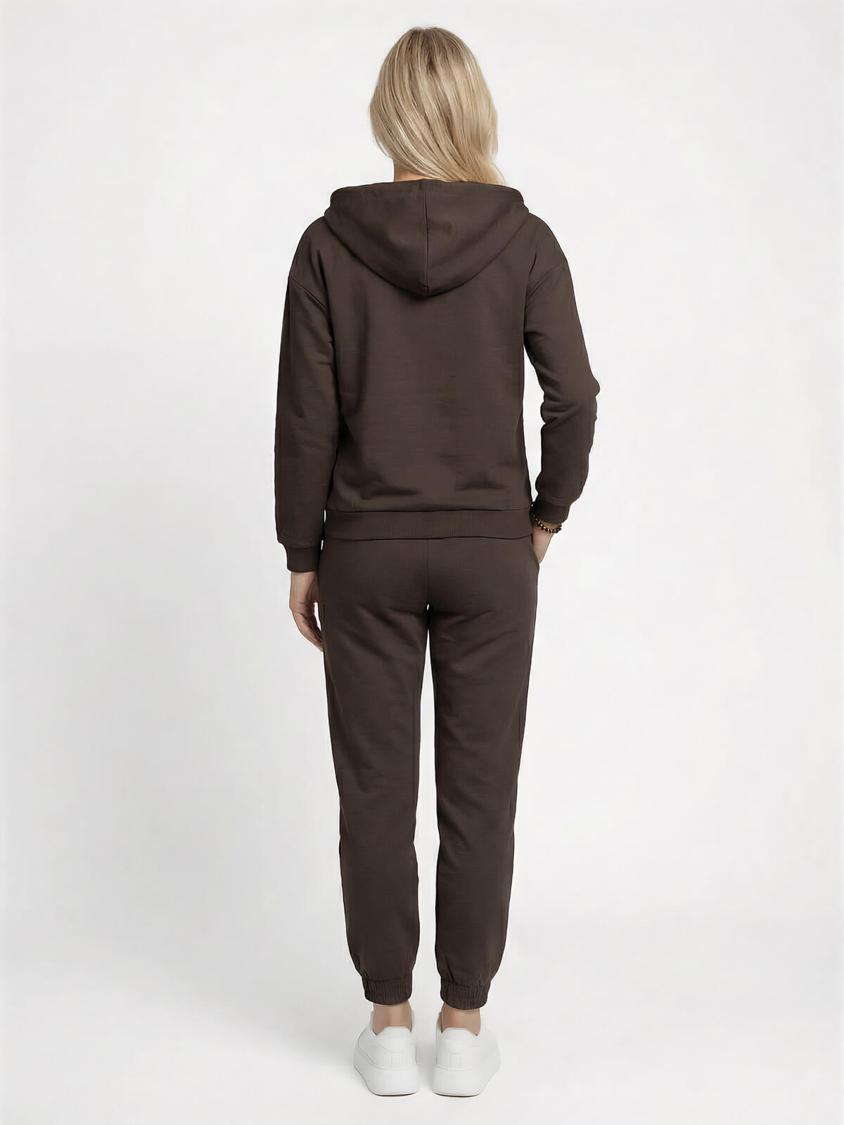 Bluza damska Megi kangurka rozpinana z kapturem Czekoladowa - W230045 (5).jpg