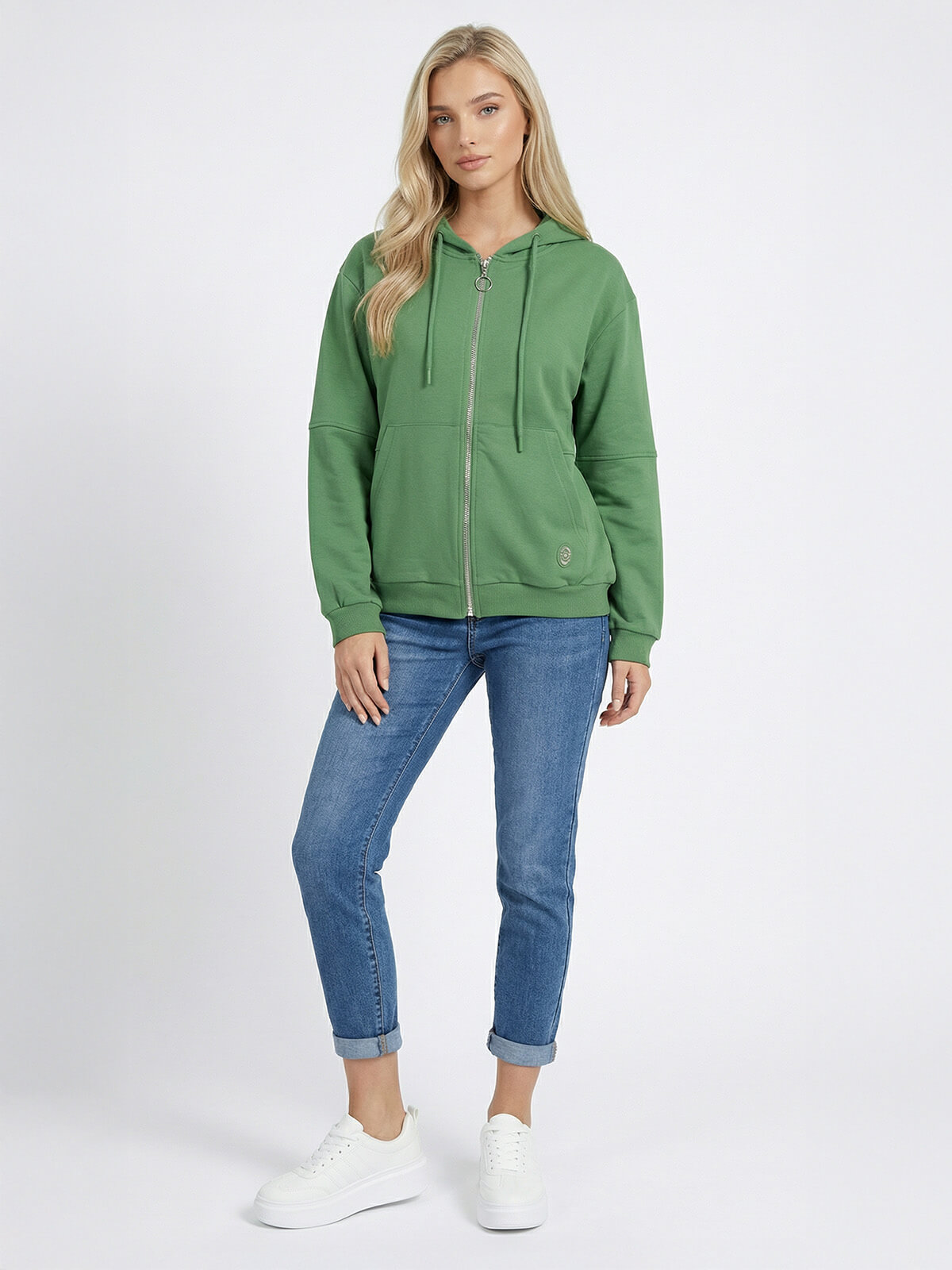 Bluza damska Megi kangurka rozpinana z kapturem J.Zielona - W230045 (1).jpg