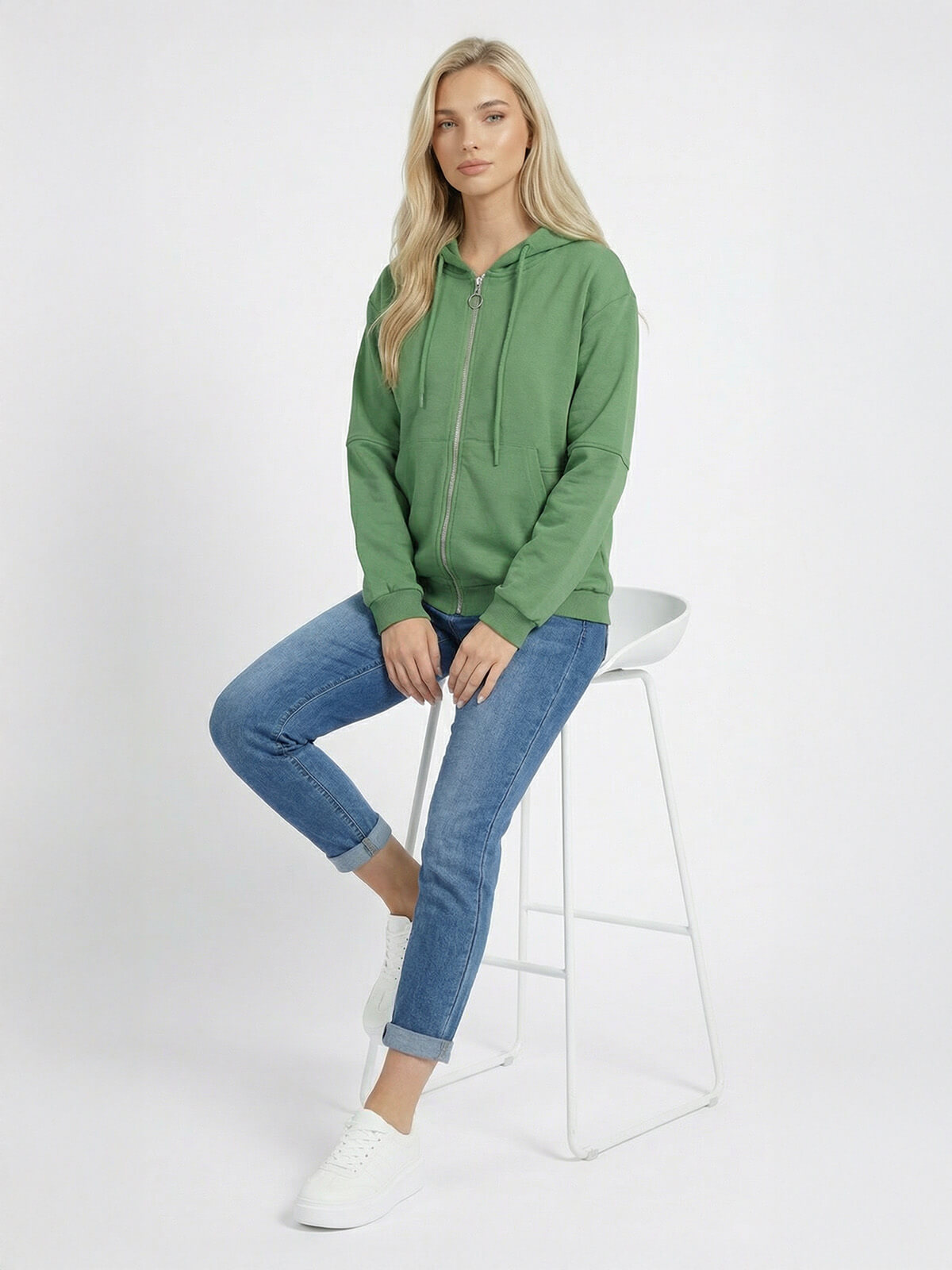 Bluza damska Megi kangurka rozpinana z kapturem J.Zielona - W230045 (5).jpg