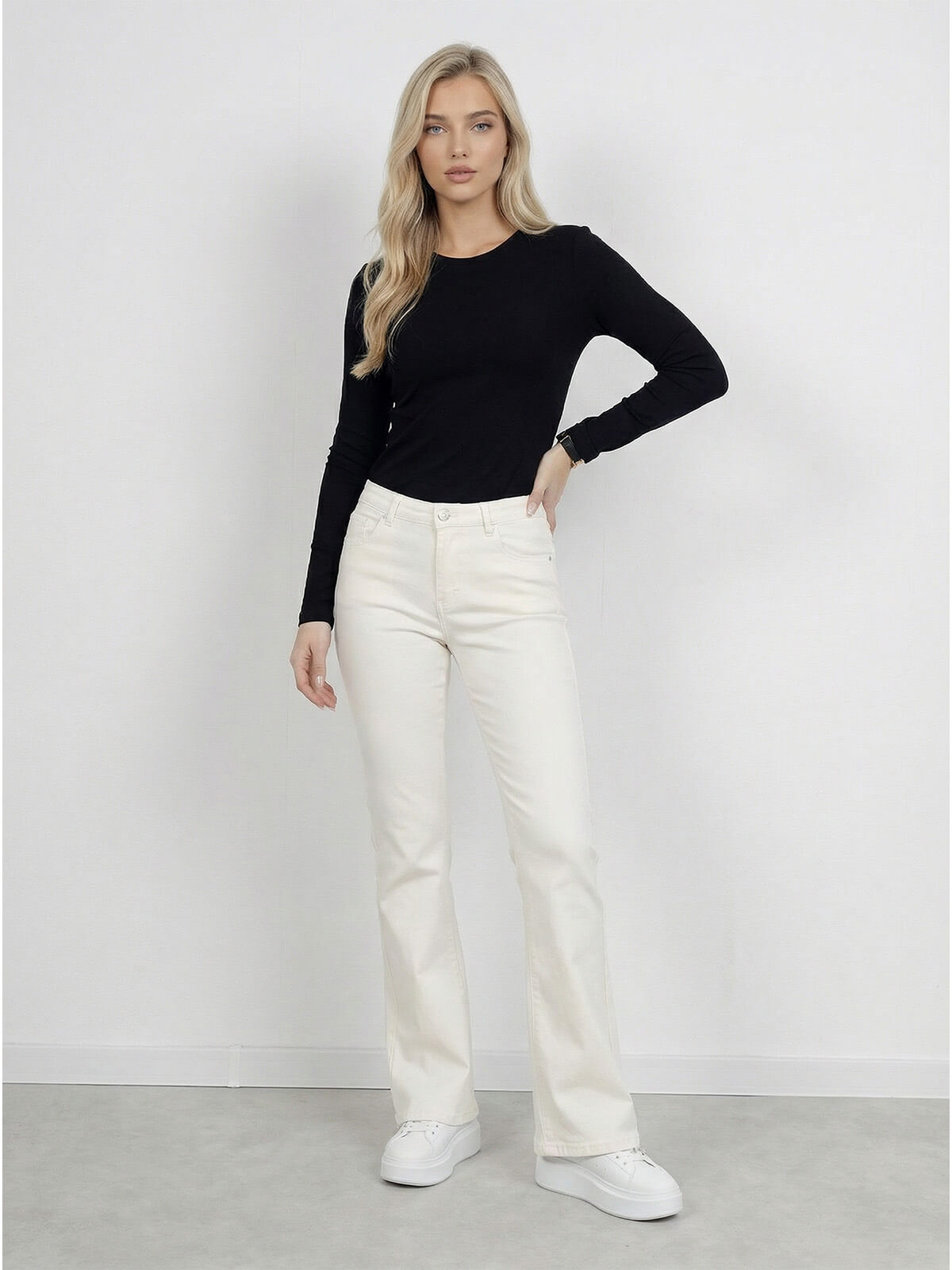 Spodnie jeans M.Sara Dzwony Skinny wyszczuplające J.beżowe - W260126 (2).jpg