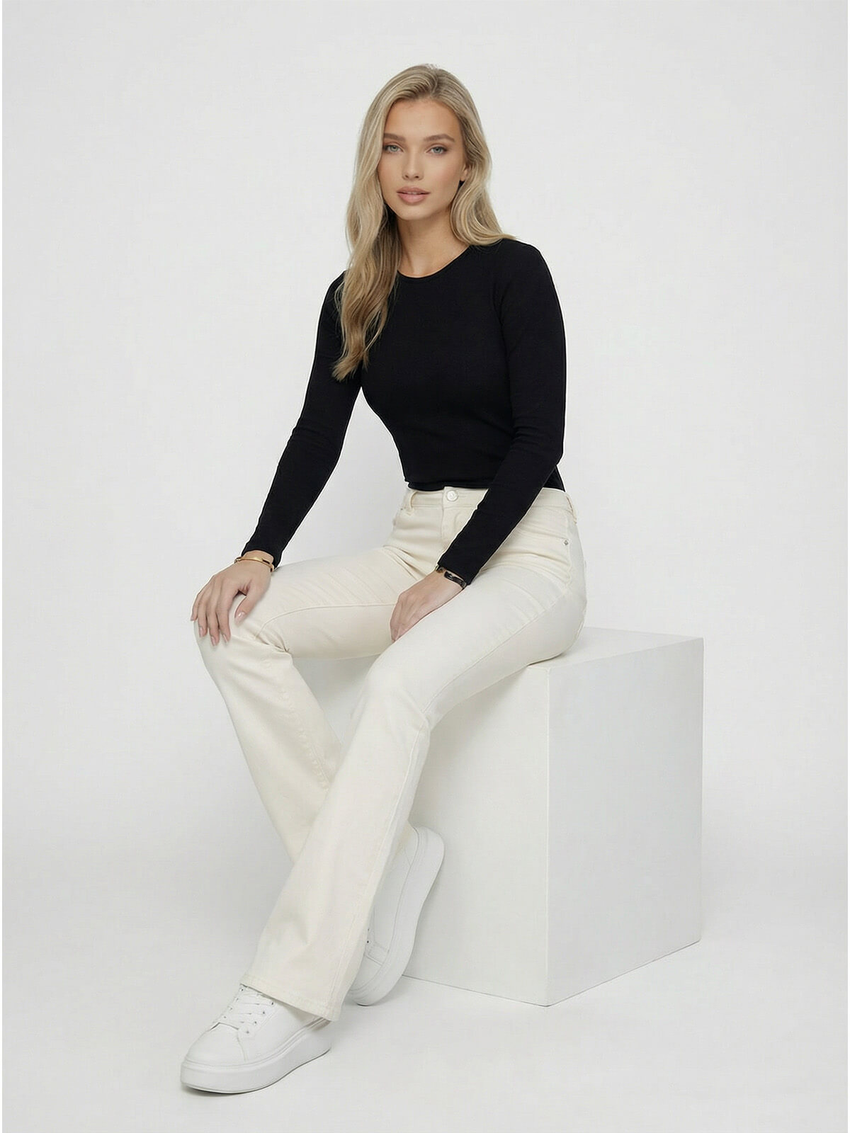 Spodnie jeans M.Sara Dzwony Skinny wyszczuplające J.beżowe - W260126 (4).jpg