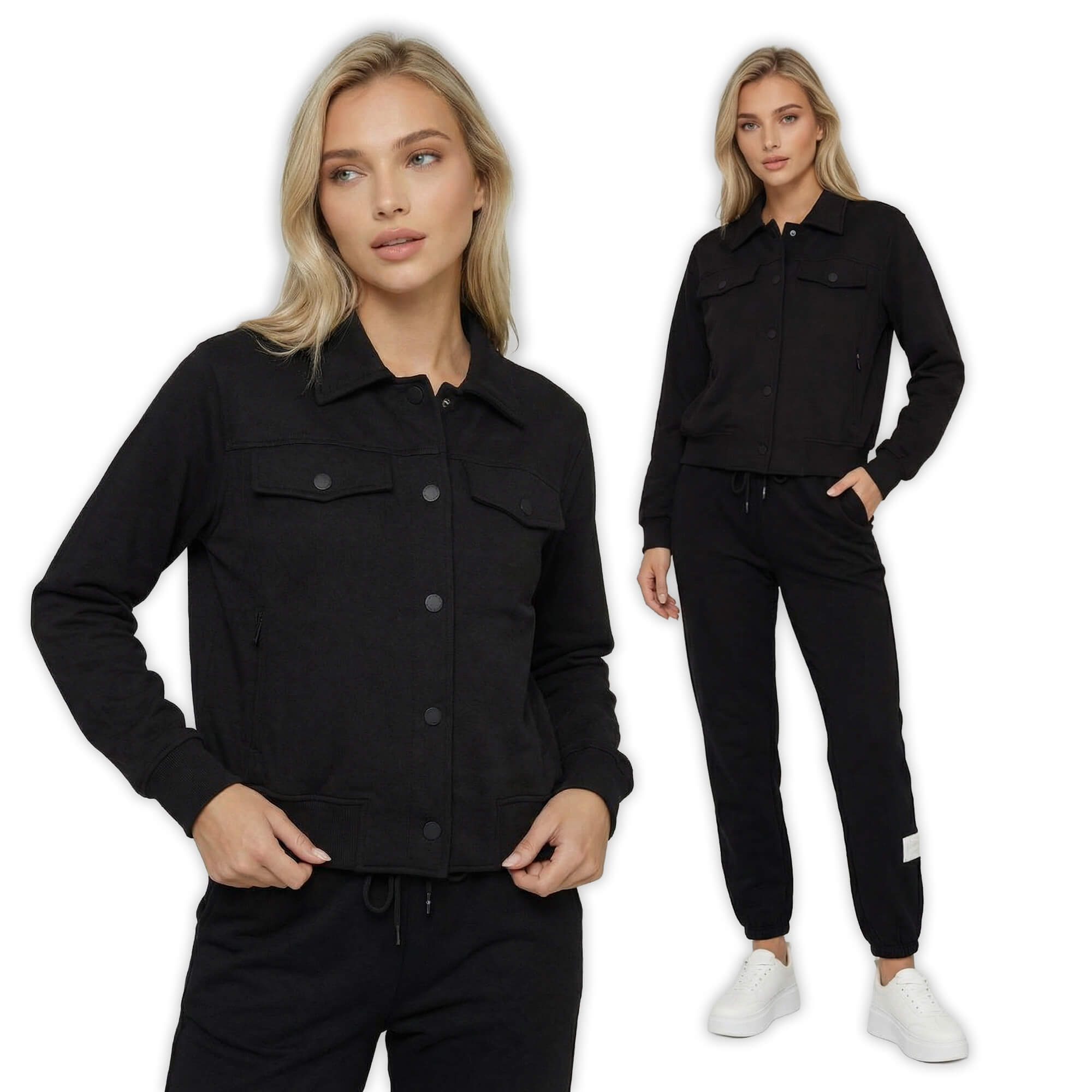 Rozpinana bluza damska Megi z kołnierzykiem Czarna - W260102 (7).jpg