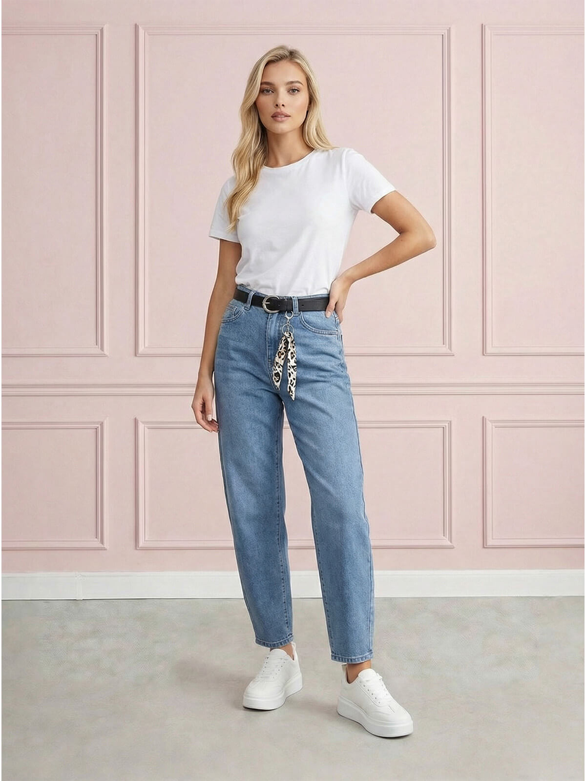 Spodnie jeans damskie M.Sara Balloon z paskiem Niebieskie - W260522 (1).jpg