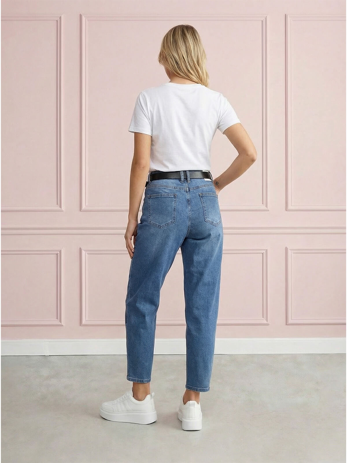 Spodnie jeans damskie M.Sara Balloon z paskiem Niebieskie - W260522 (3).jpg