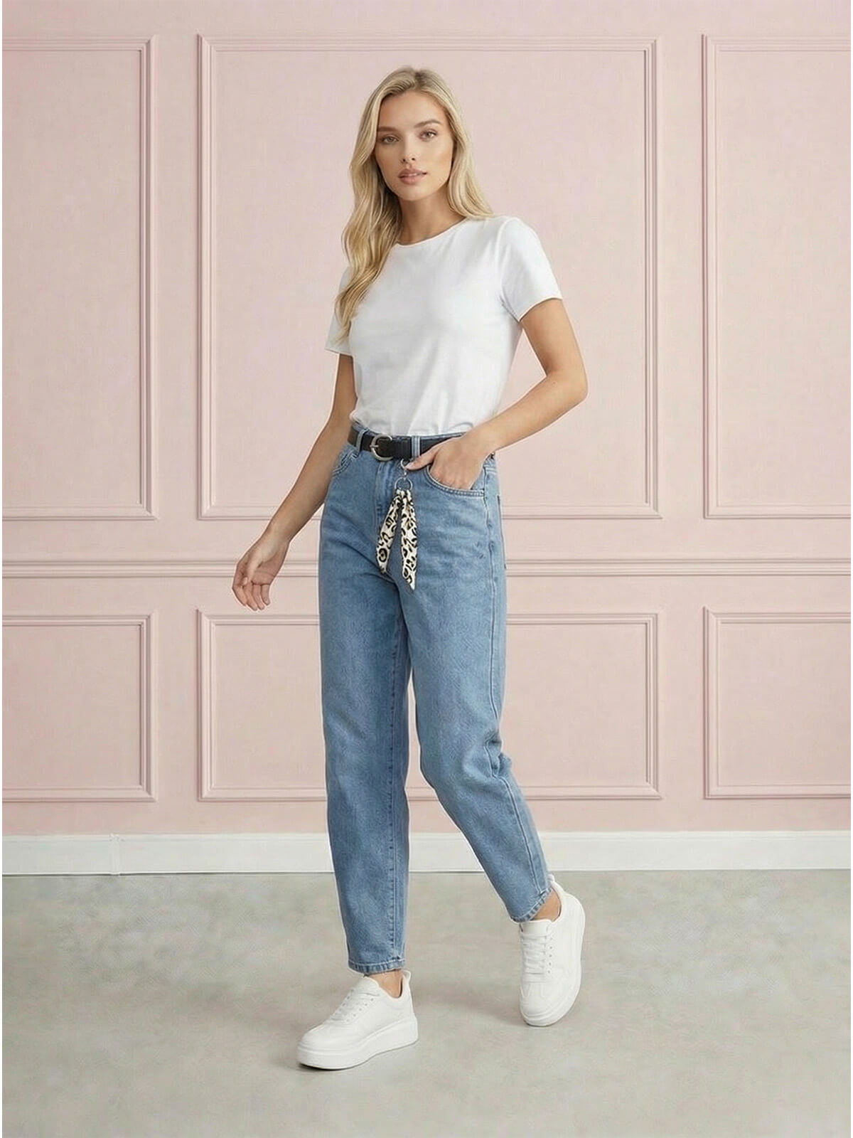 Spodnie jeans damskie M.Sara Balloon z paskiem Niebieskie - W260522 (7).jpg