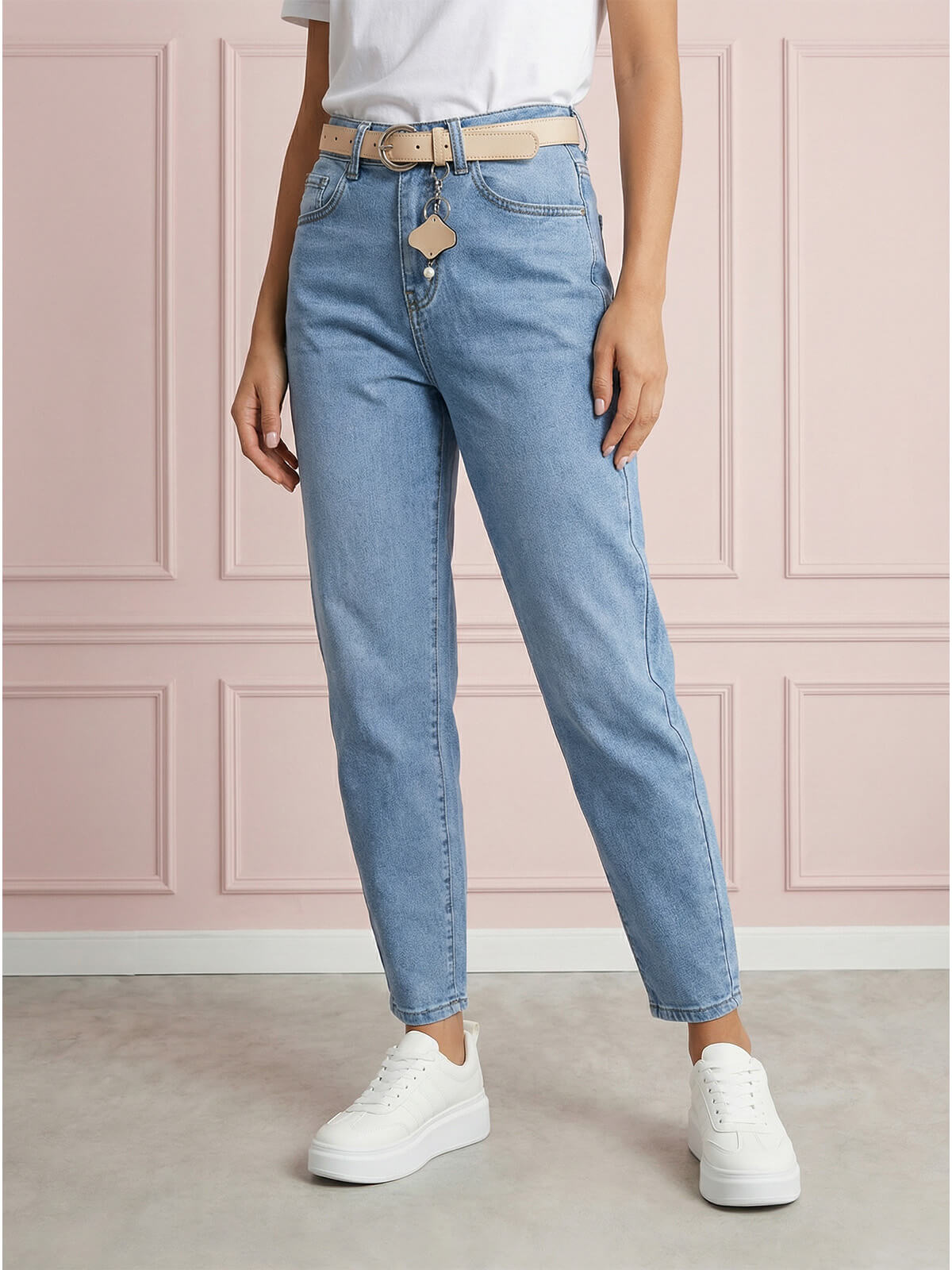 Spodnie jeans damskie M.Sara Balloon z paskiem J.Niebieskie - W260527 (4).jpg