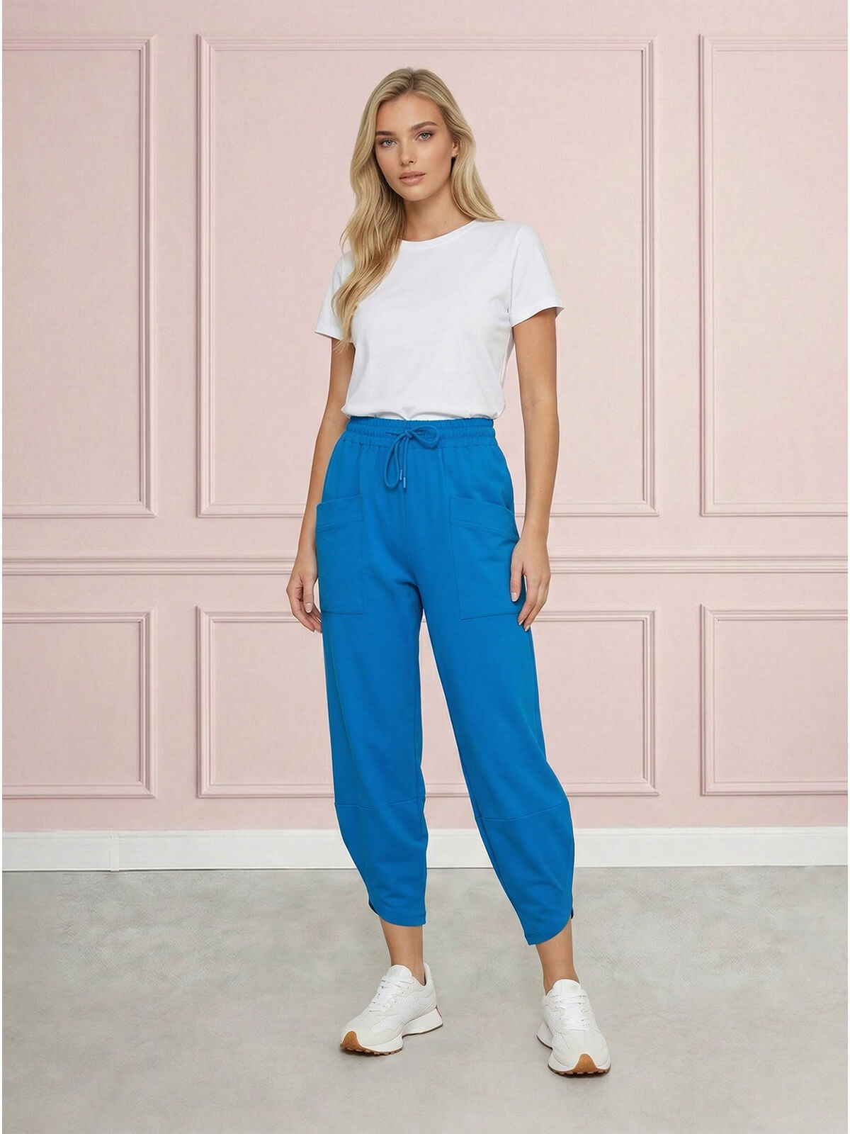 Spodnie dresowe damskie Megi balloon 78 z naszytymi kieszeniami Kobaltowe - W260540  (1).jpg