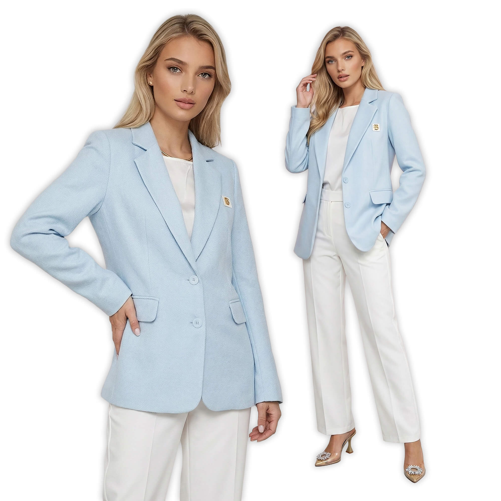 Marynarka damska BB w jodełkę baby blue, lekko taliowana, na dwa guziki - W260367 (1).jpg