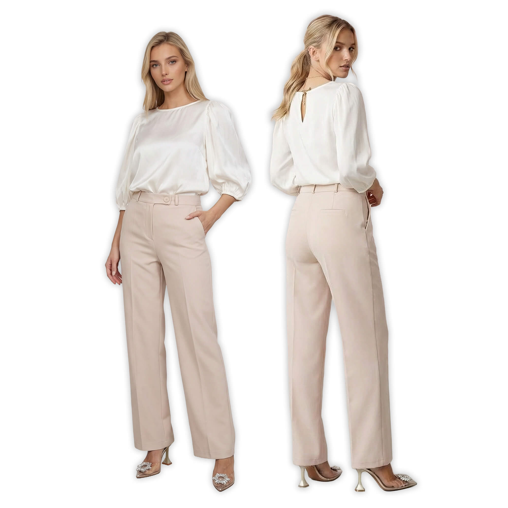 Eleganckie spodnie BB z szeroką nogawką Beżowe - W250196 (7).jpg