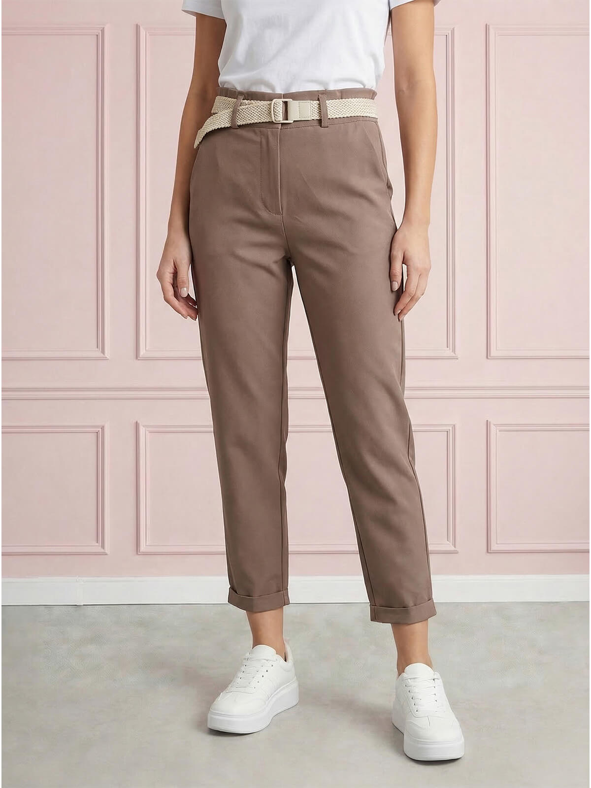 Casualowe spodnie damskie boyfriend 78 z paskiem Fango - W260485 (3).jpg