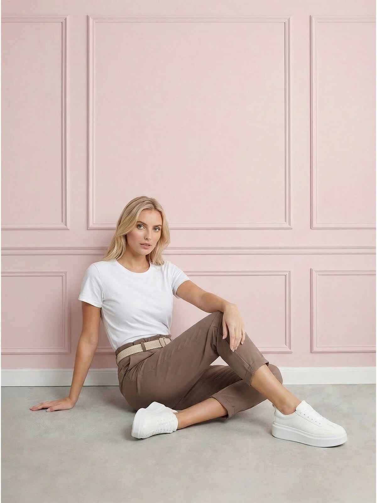 Casualowe spodnie damskie boyfriend 78 z paskiem Fango - W260485 (4).jpg