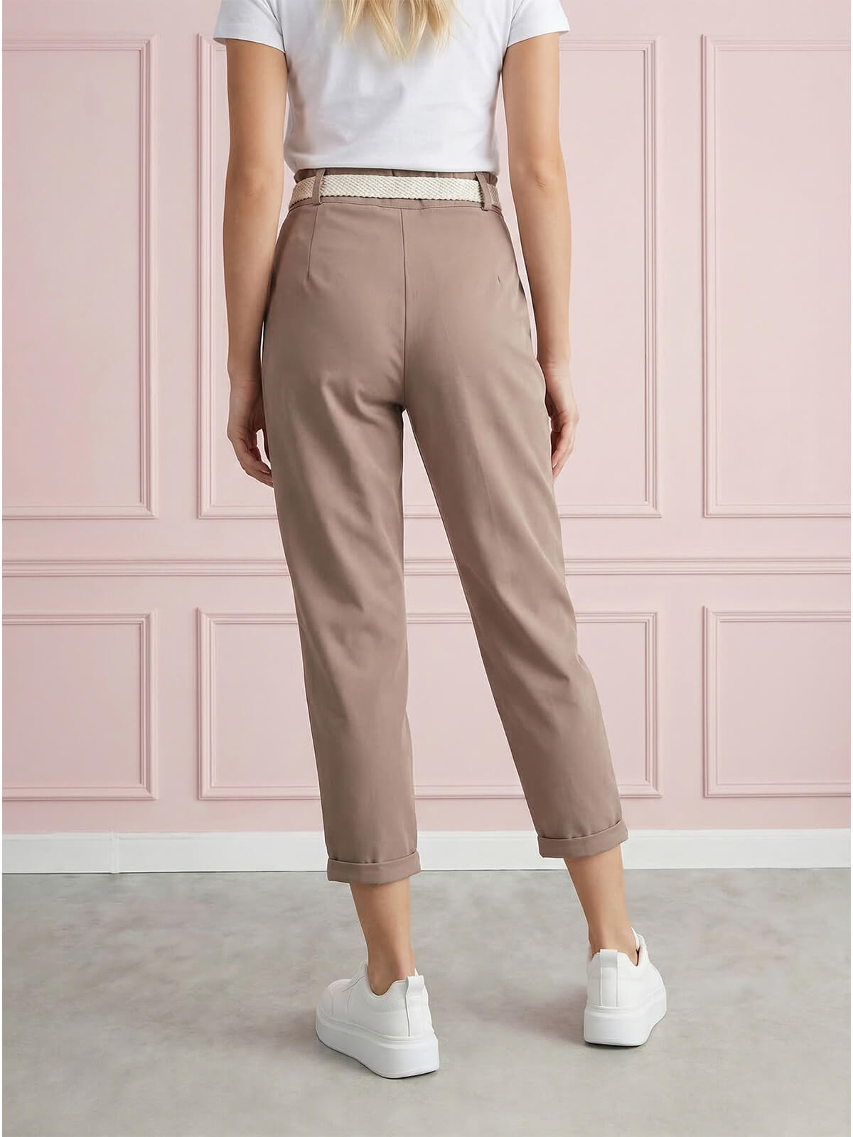 Casualowe spodnie damskie boyfriend 78 z paskiem Fango - W260485 (5).jpg