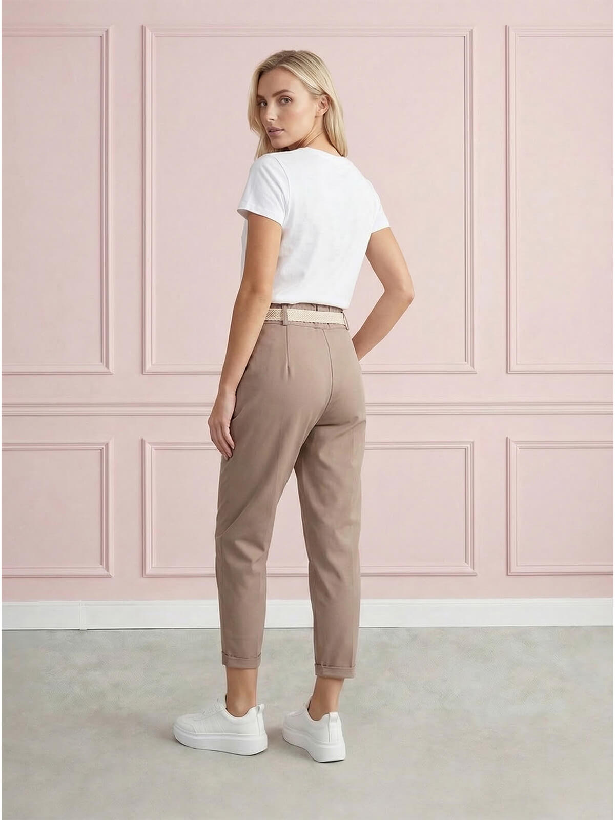 Casualowe spodnie damskie boyfriend 78 z paskiem Fango - W260485 (6).jpg