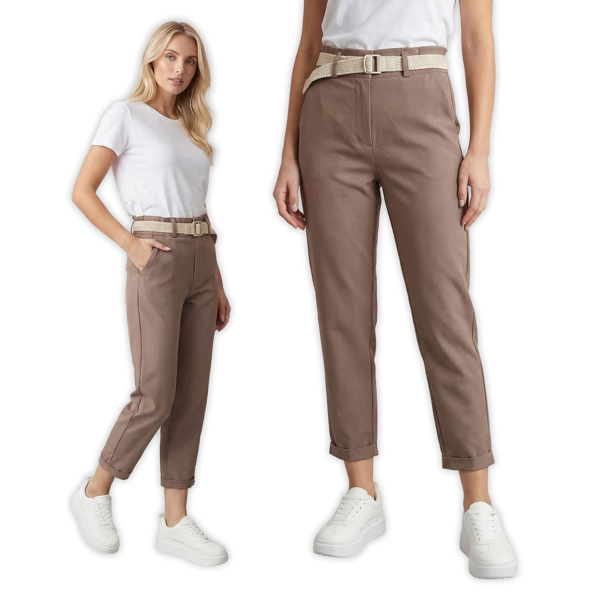 Casualowe spodnie damskie boyfriend 78 z paskiem Fango - W260485 (7).jpg