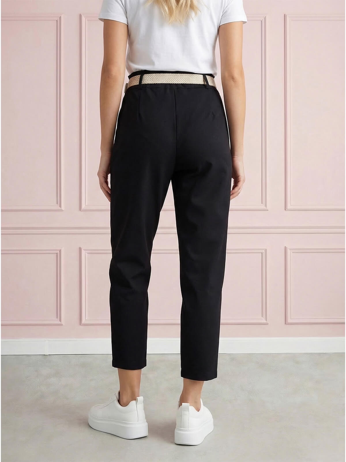 Casualowe spodnie damskie boyfriend 78 z paskiem Czarne - W260485 (5).jpg