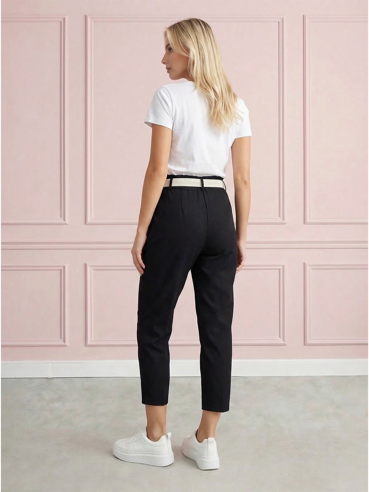 Casualowe spodnie damskie boyfriend 78 z paskiem Czarne - W260485 (6).jpg