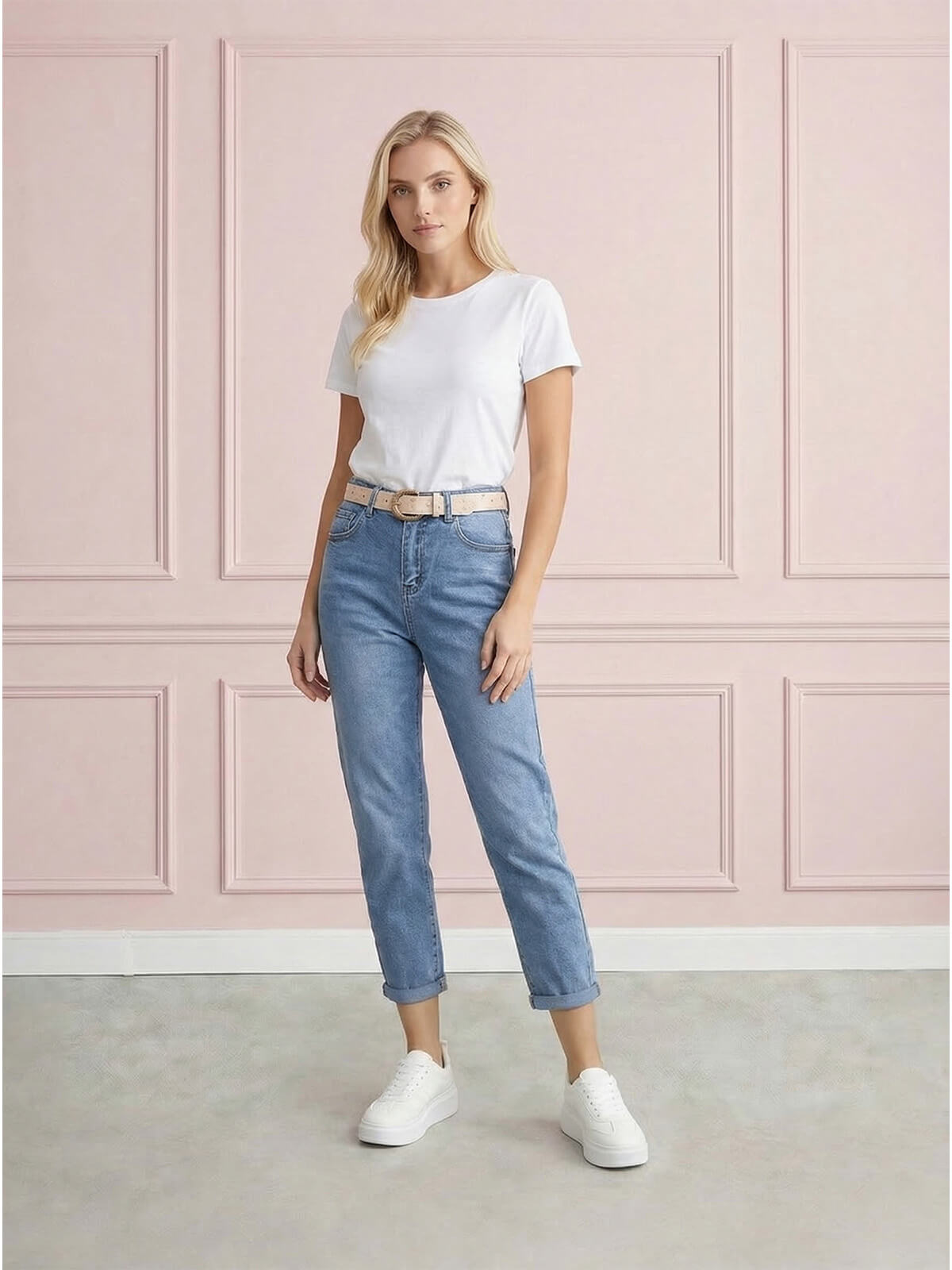 Spodnie jeans damskie M.Sara Boyfriend wysoki stan J.Niebieskie - W260615  (1).jpg