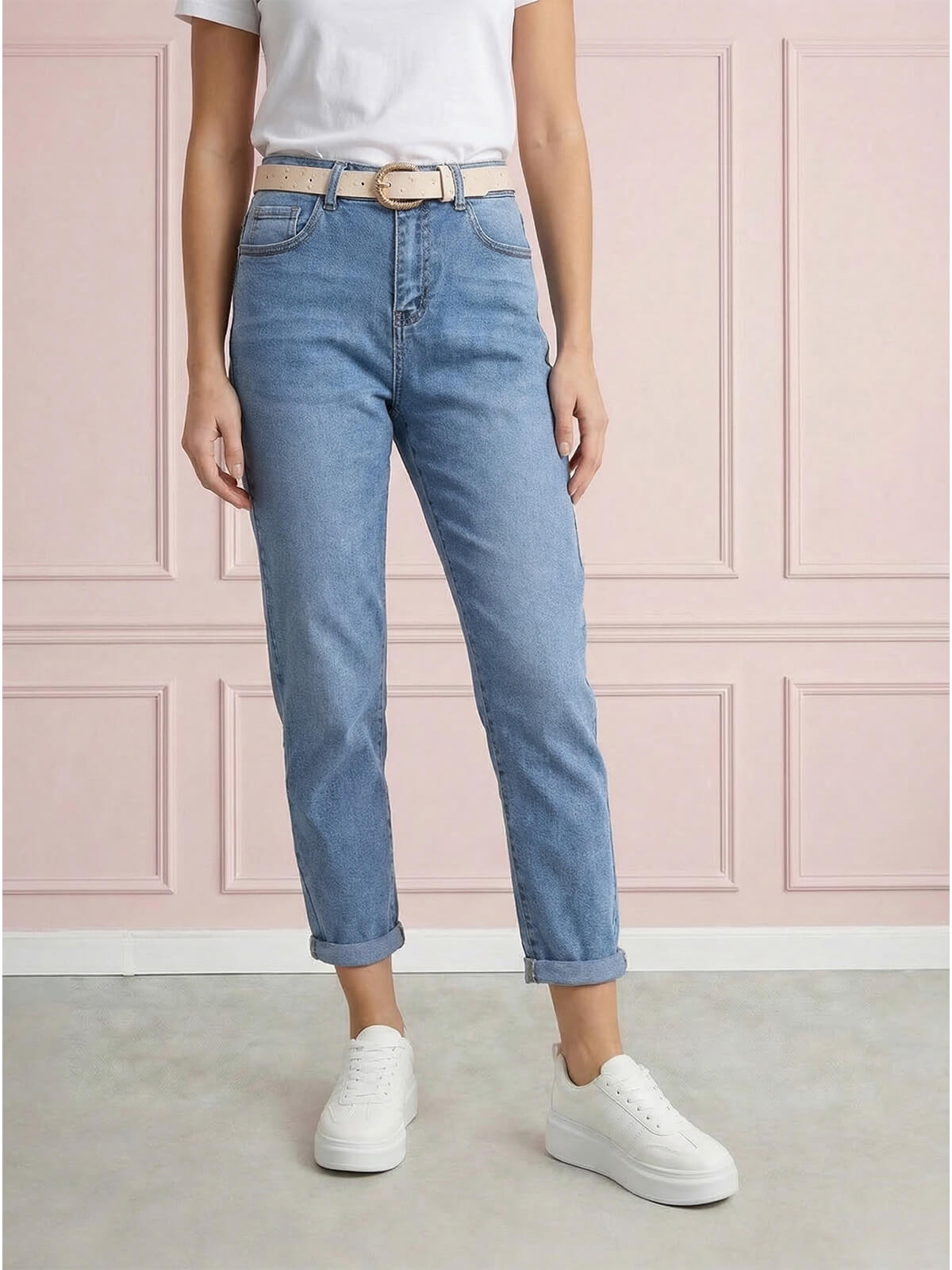 Spodnie jeans damskie M.Sara Boyfriend wysoki stan J.Niebieskie - W260615  (2).jpg
