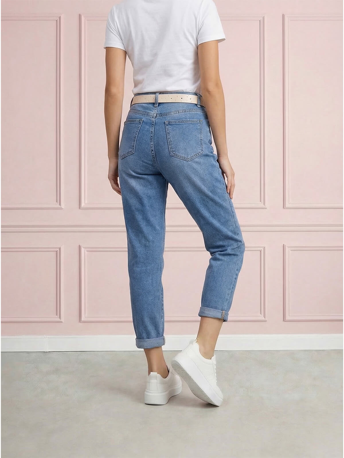 Spodnie jeans damskie M.Sara Boyfriend wysoki stan J.Niebieskie - W260615  (5).jpg