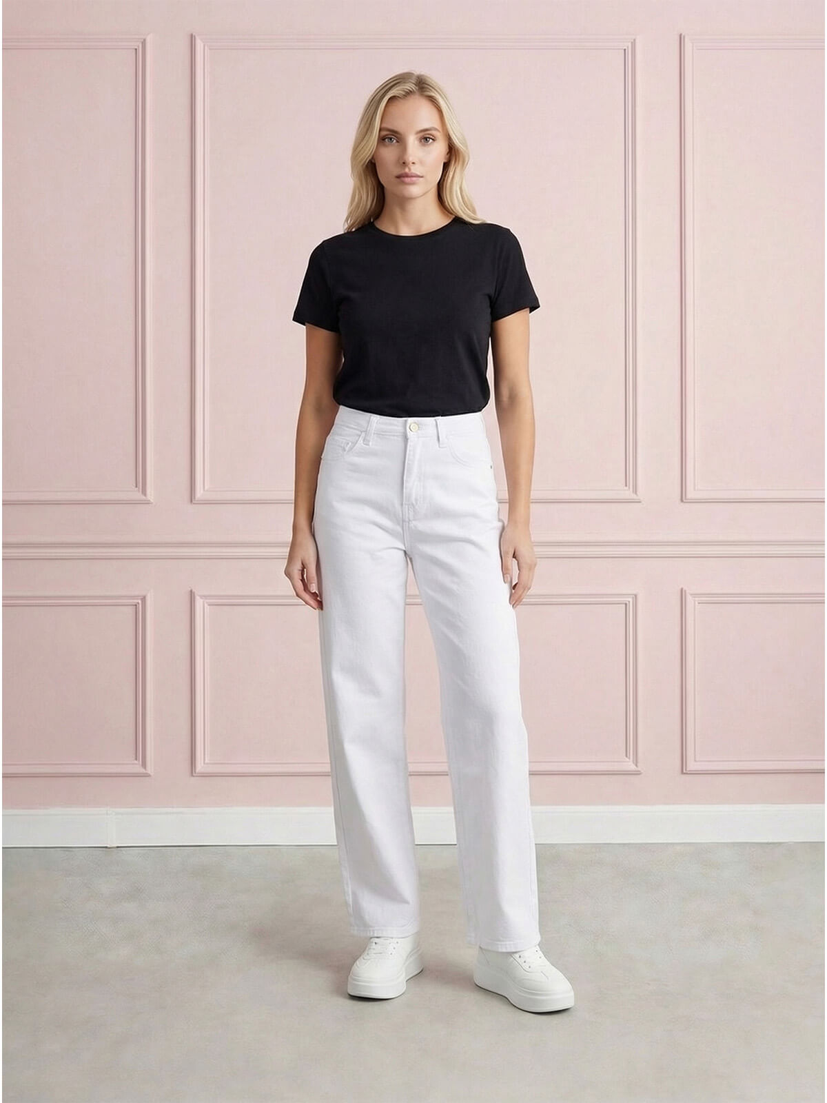 Spodnie jeans damskie M.Sara szerokie proste nogawki Straight Białe - W260067  (1).jpg