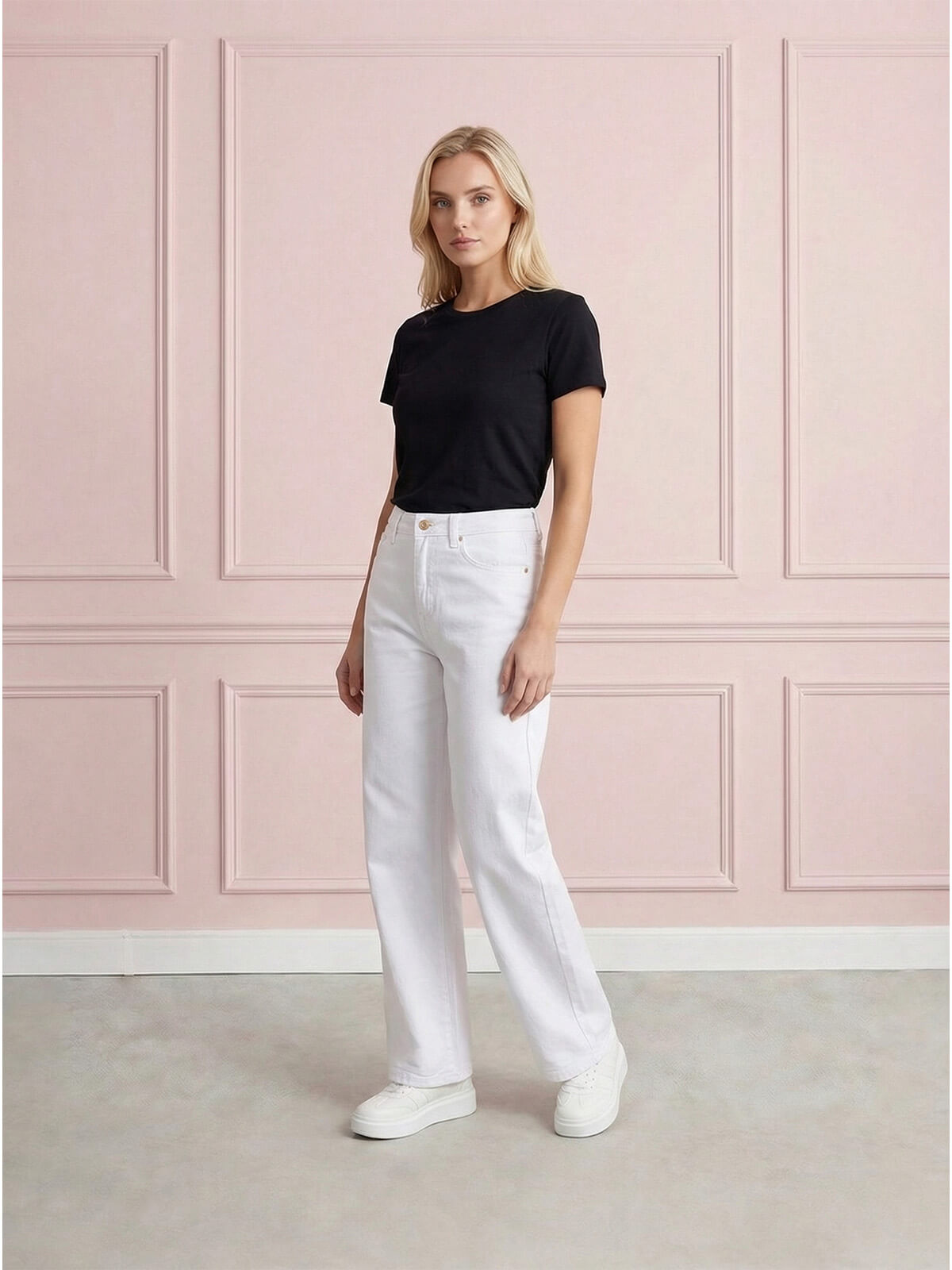 Spodnie jeans damskie M.Sara szerokie proste nogawki Straight Białe - W260067  (2).jpg