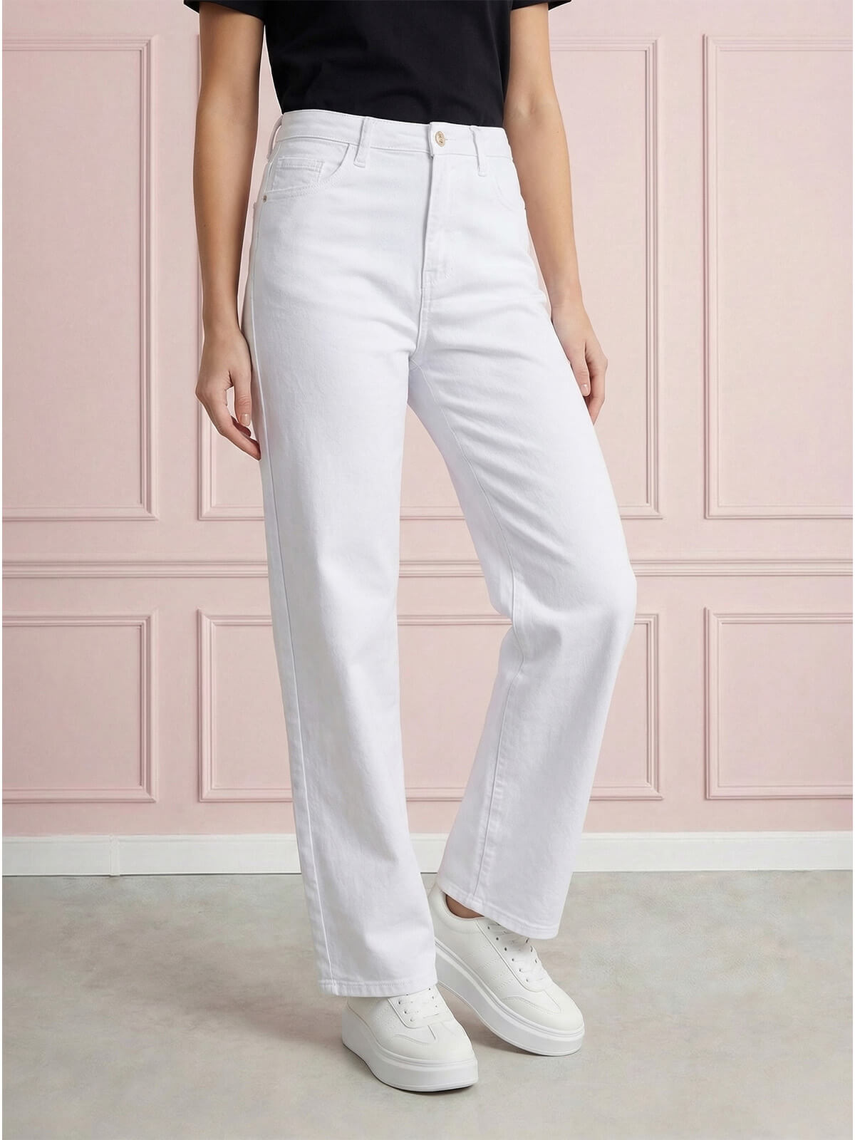 Spodnie jeans damskie M.Sara szerokie proste nogawki Straight Białe - W260067  (4).jpg